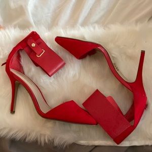 Red suede heels